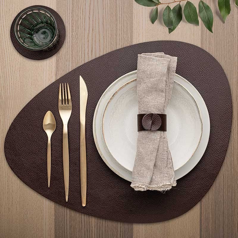 Placemat in gerecycleerd Leder, 3 kleuren 45x35cm Pebble, Overige kleuren, Nieuw, Ophalen of Verzenden, Placemat