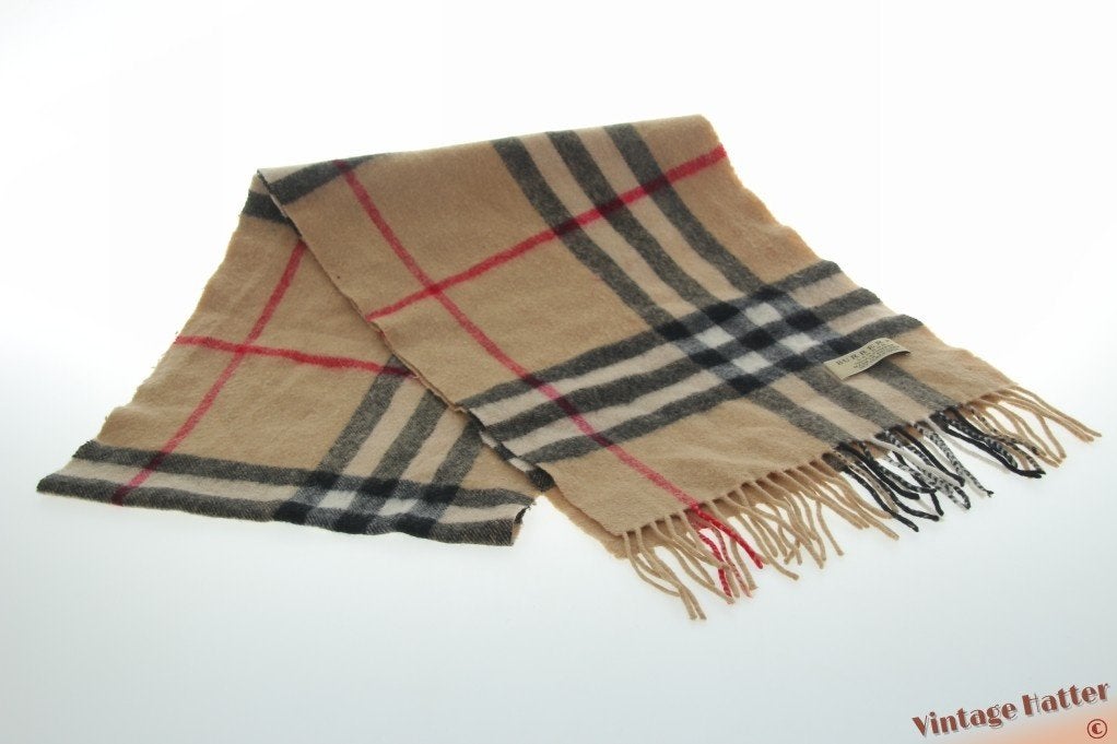 Vintage das Sjaal Burberry camel beige geruit kasjmier, Overige maten, Ophalen of Verzenden, Sjaal, Gedragen