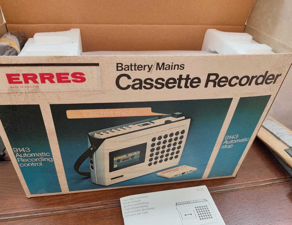 Vintage Erres cassetterecorder nieuw in doos, Ophalen, Enkel, Overige merken