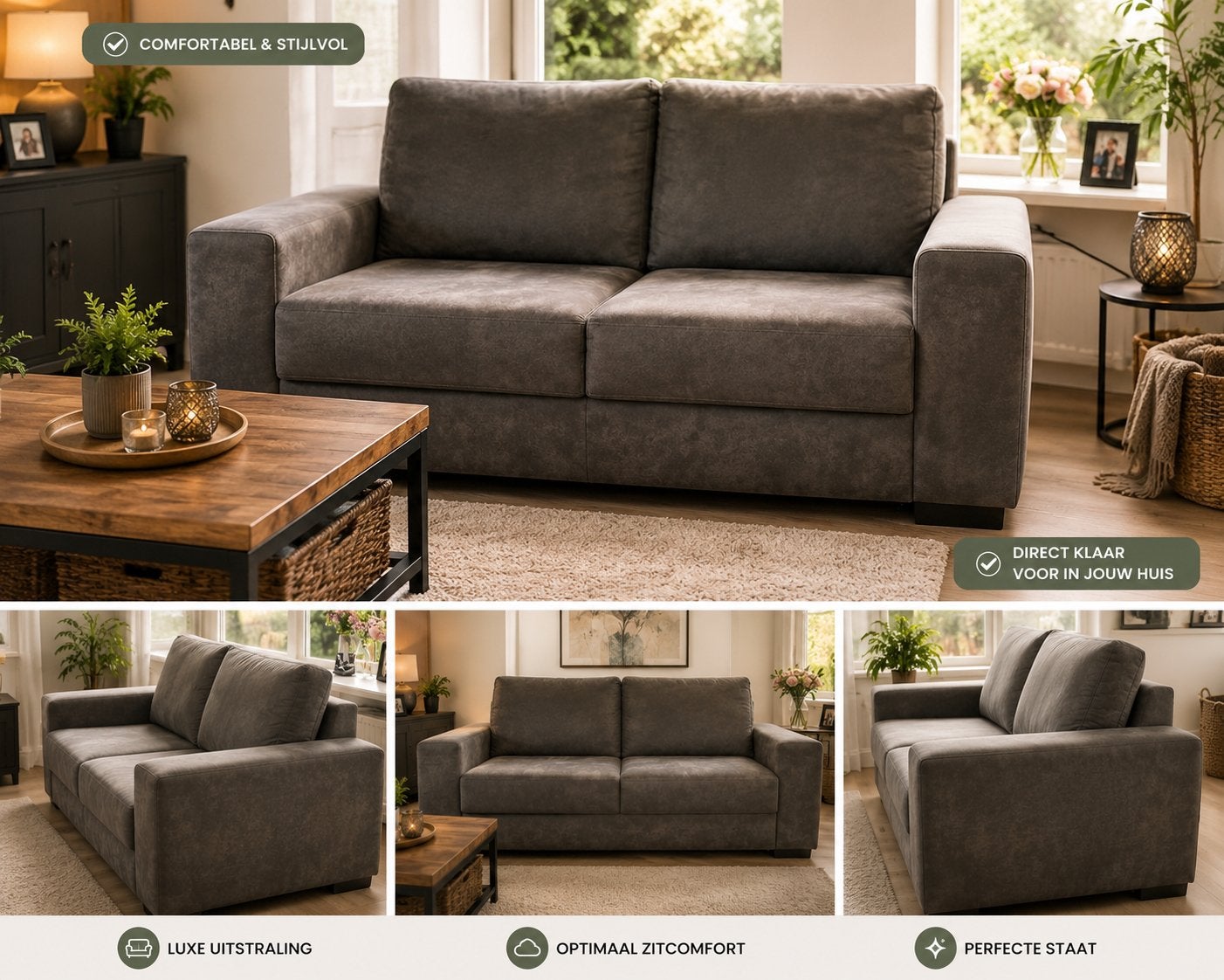 Comfortabele en stijlvolle 2-zitsbank, goede staat, Huis en Inrichting, Ophalen, 150 tot 200 cm, Tweepersoons, 75 tot 100 cm