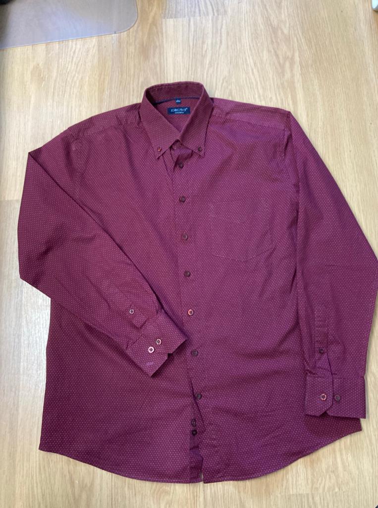 John Chabot Overhemd - L - Rood, Kleding | Heren, Overhemden, Ophalen of Verzenden, Zo goed als nieuw, Halswijdte 41/42 (L), John Cabot