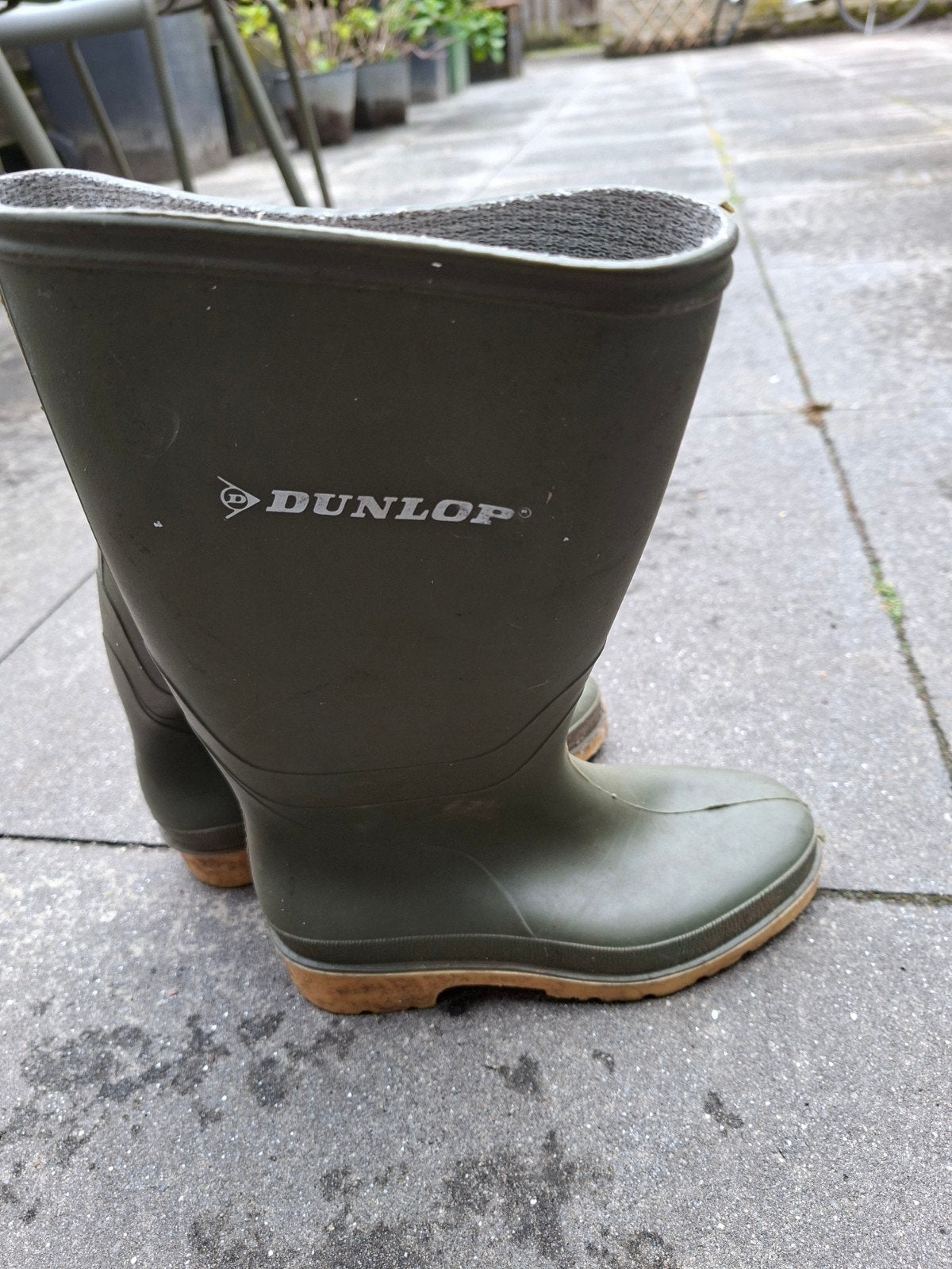 Dunlop donkergroene regenlaarzen maat 34, met gebruikssporen, Ophalen, Gebruikt, Jongen of Meisje, Laarzen