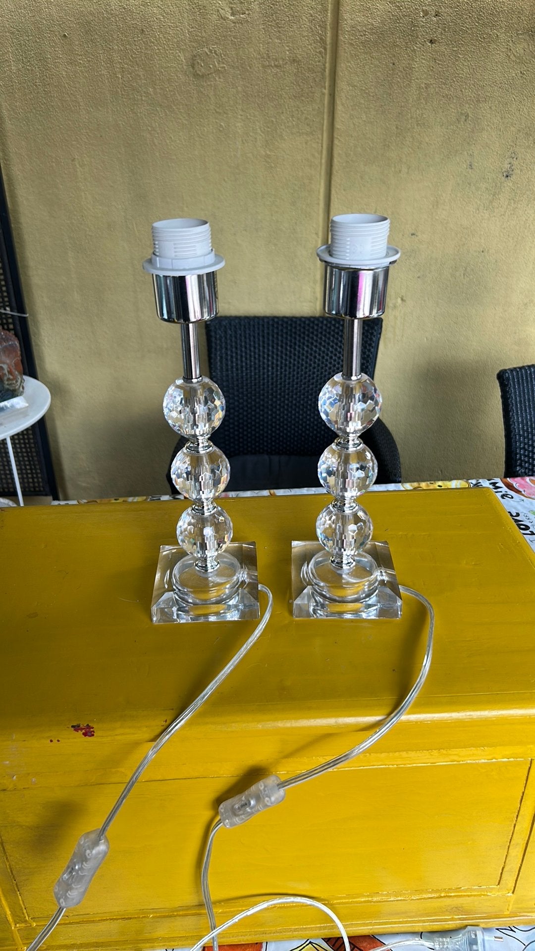 Tafellamp stapelbollen kristal look set 2 stuks, Ophalen of Verzenden