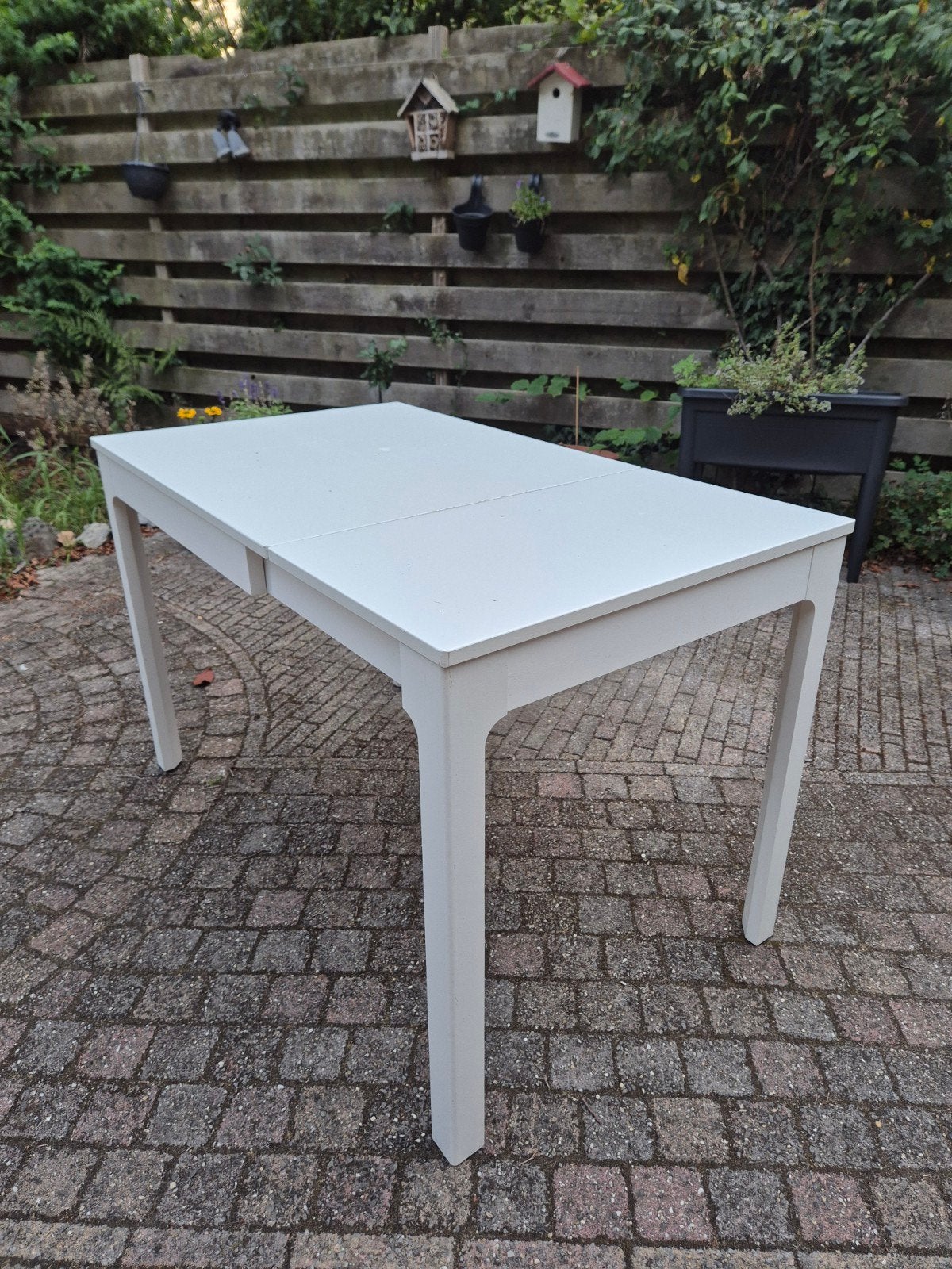 Uitschuifbare eettafel wit (70 x 80/120) - Gebruikt, Huis en Inrichting, Tafels | Eettafels, Ophalen, Gebruikt, 100 tot 150 cm