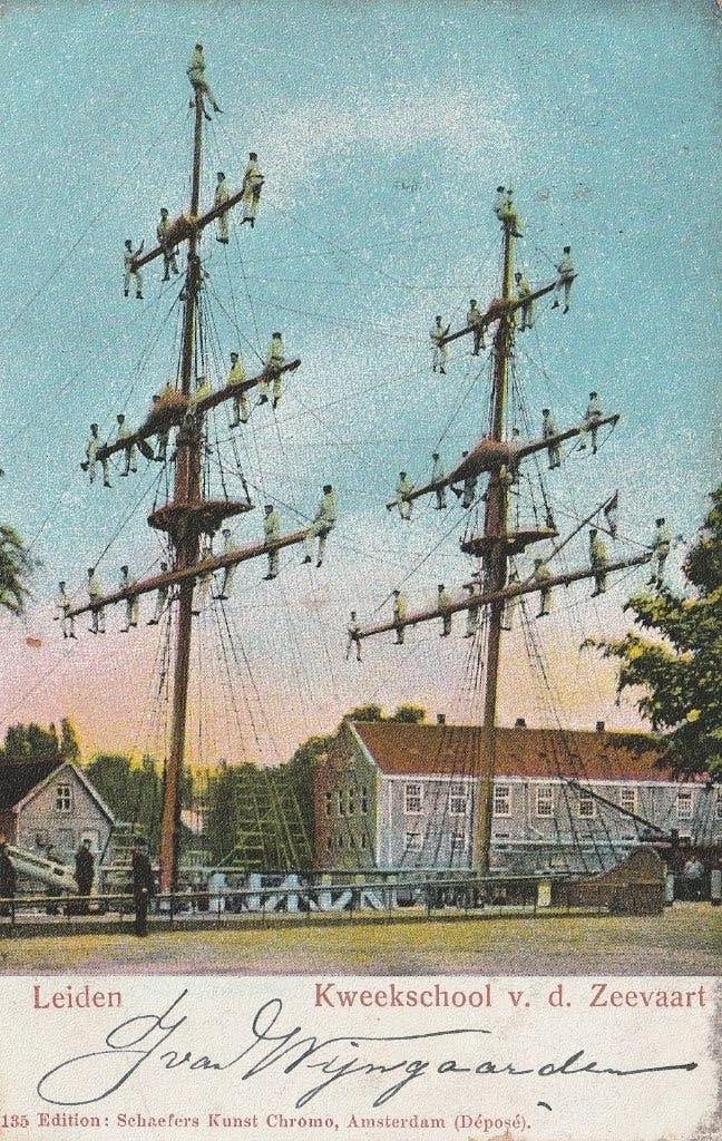 Leiden      Zeevaart Kweekschool, Ophalen of Verzenden, Voor 1920, Gelopen, Zuid-Holland