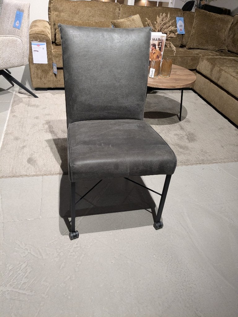 SET VAN 6 NIEUWE EETKAMERSTOELEN GRIJS MICRO LEDER, Ophalen, MODERN, Leer, Nieuw