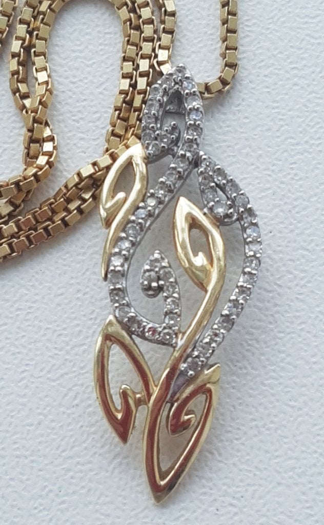 Prachtige gouden ketting met hanger diamant 14 karaats, Verzenden, Zo goed als nieuw, Met edelsteen, Goud