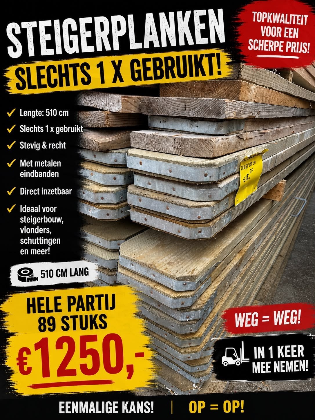 steigerplanken, Tuin en Terras, Palen, Balken en Planken, Ophalen, 250 cm of meer, Planken