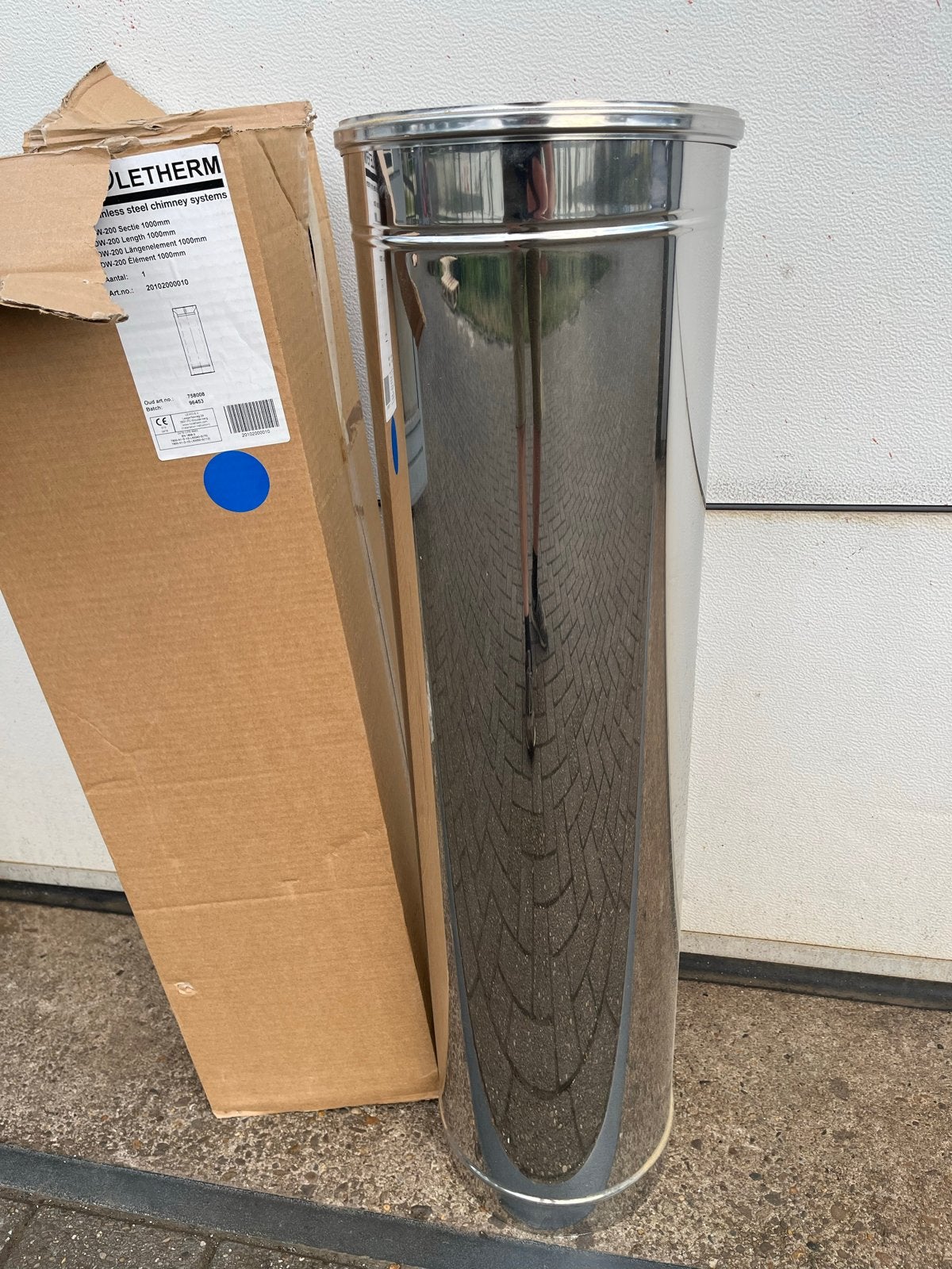 RVS dubbelwandig Schoorsteenpijp 200 mm, Ophalen, Nieuw