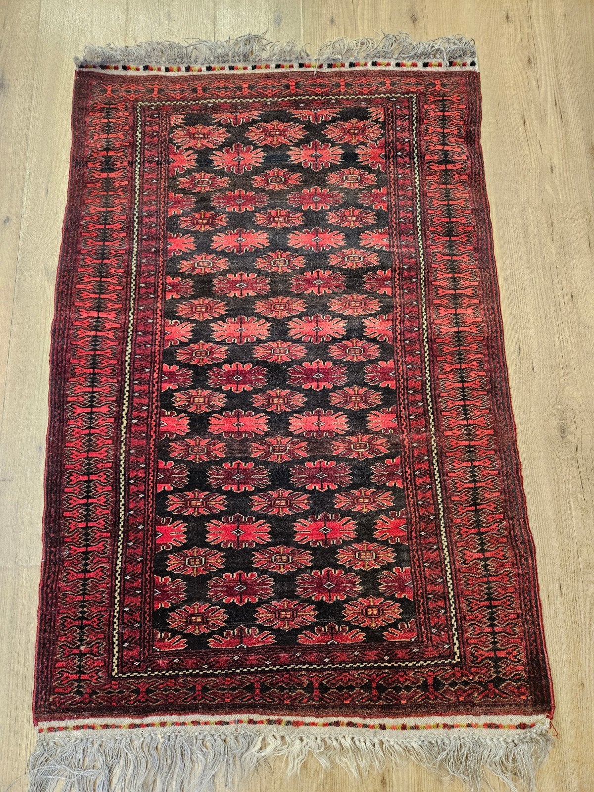 Vintage handgeknoopt oosters tapijt 130x87, Info@SlatsAntiek.nl, Blauw, Tweedehands, 100 tot 150 cm
