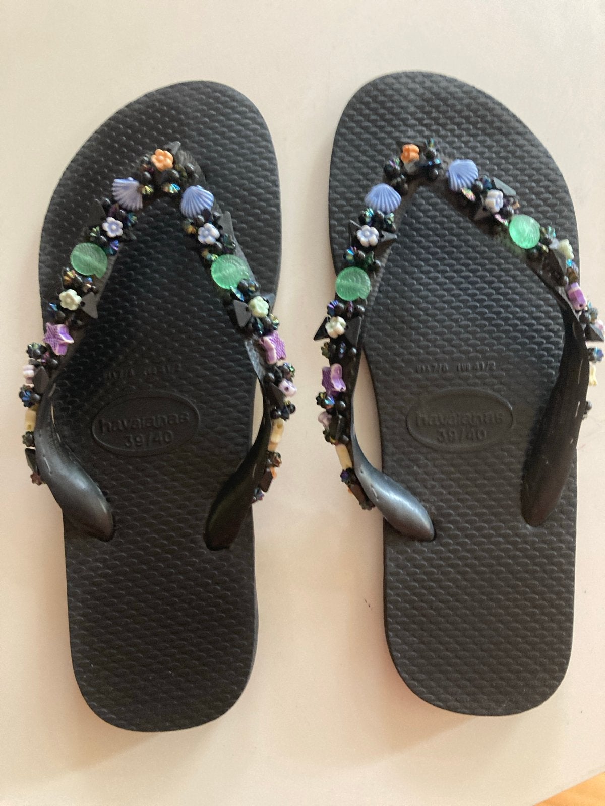 Havaianas slippers, maat 38, Ophalen of Verzenden, Gedragen, Zwart, Slippers