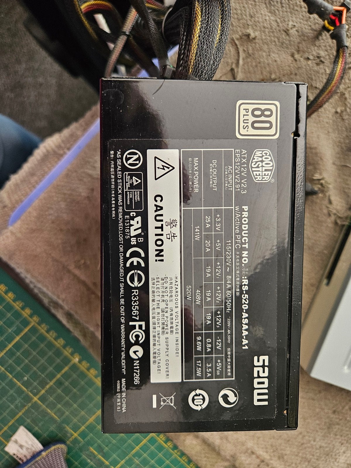 Cooler Master RS-520-ASAA-A1 Voeding 520W, Computers en Software, Ophalen of Verzenden