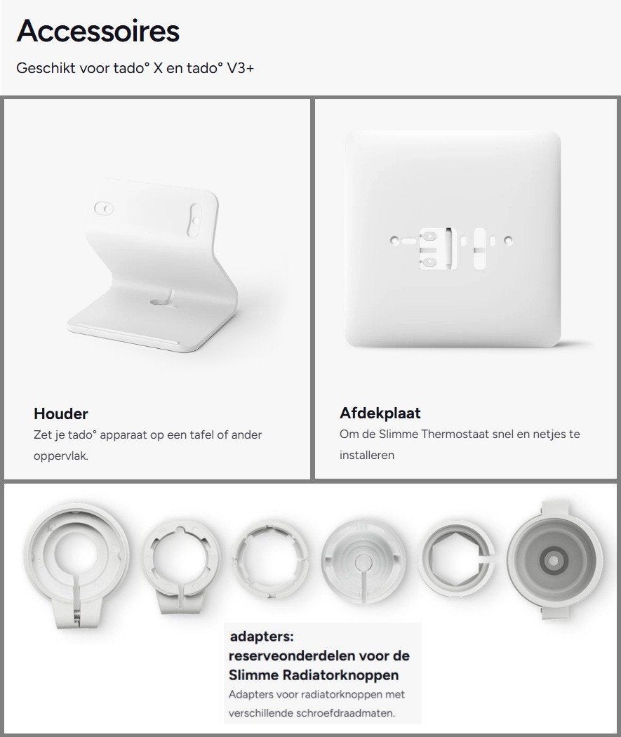 Tado Accessoires: Houder, Afdekplaat, Adapters, Thermostaat, Minder dan 30 cm, Nieuw, Minder dan 60 cm