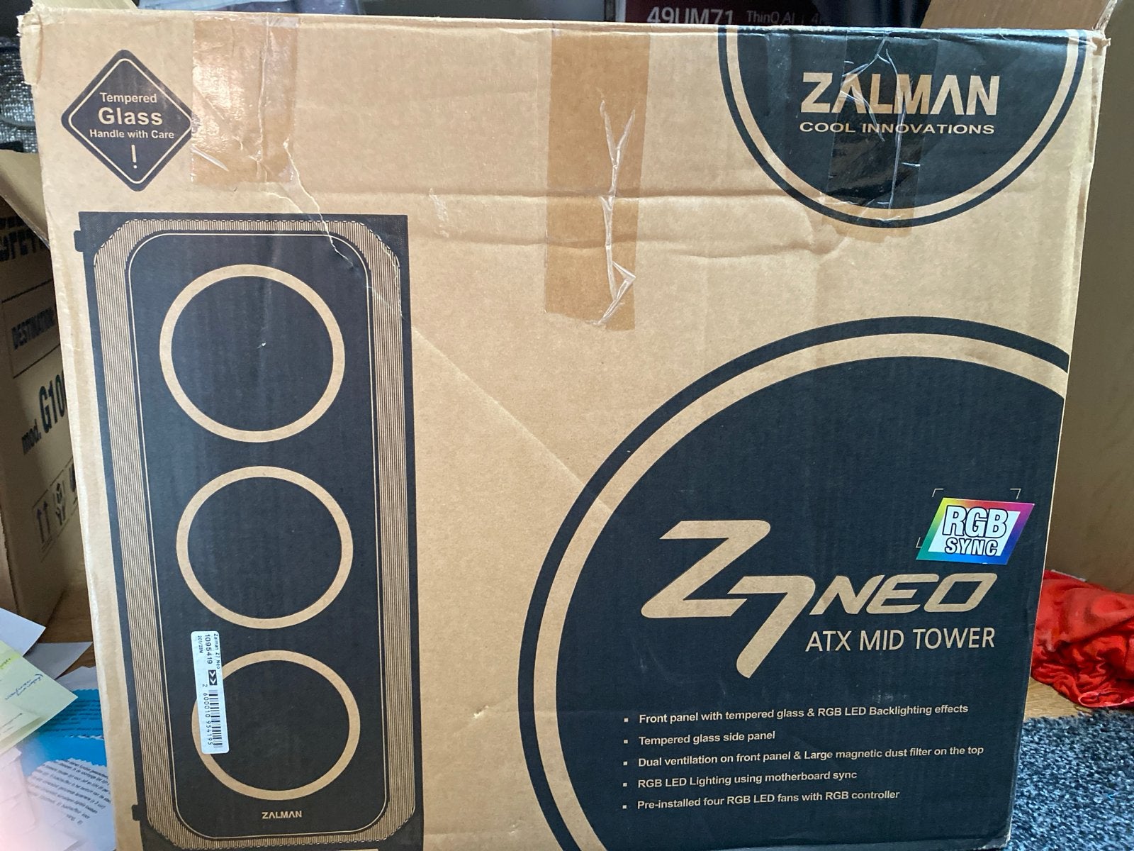 Zalman Z7 Neo ATX PC-behuizing (glas gebroken), Computers en Software, Computerbehuizingen, Ophalen, Gebruikt