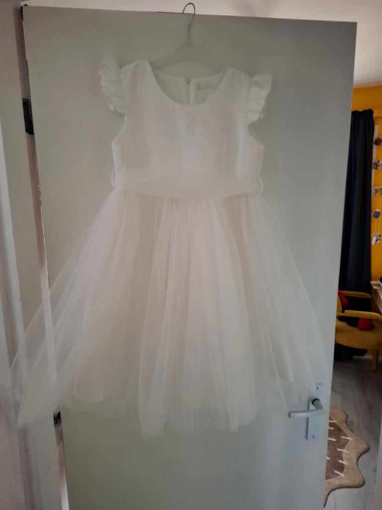 Witte feestjurk/ communiejurk/ bruidsmeisjesjurk, Ophalen, Zo goed als nieuw, Meisje, Jurk of Rok