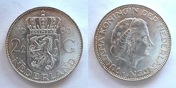 Rijksdaalder 1960 zilver  Pr-FDC, Verzenden, Koningin Juliana, 2½ gulden, Zilver