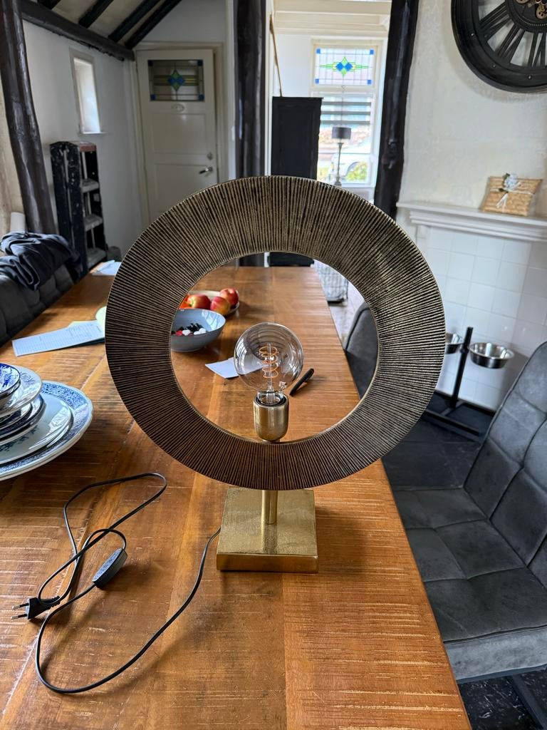Moderne ringlamp met Edison gloeilamp, Ophalen, Zo goed als nieuw, Metaal, Minder dan 50 cm