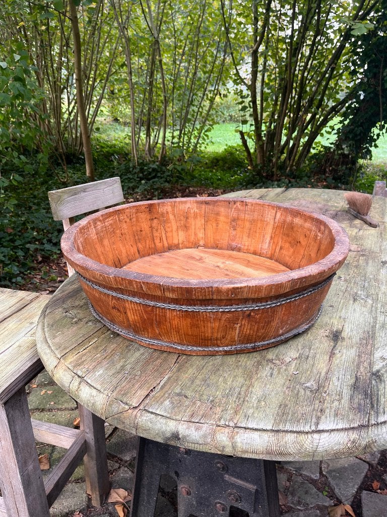 Unieke Antieke Houten Olijfbak – Landelijke Decoratie, Ophalen