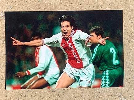 Org kl foto 20x30 cm Jari Litmanen juichend na doelpunt 1996, Verzenden, Nieuw, Ajax, Poster, Plaatje of Sticker