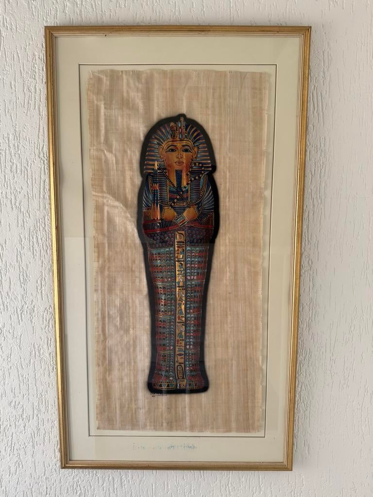 Egyptische papyrus kunst in lijst decoratief schilderij, Antiek en Kunst, Kunst | Schilderijen | Klassiek, Ophalen