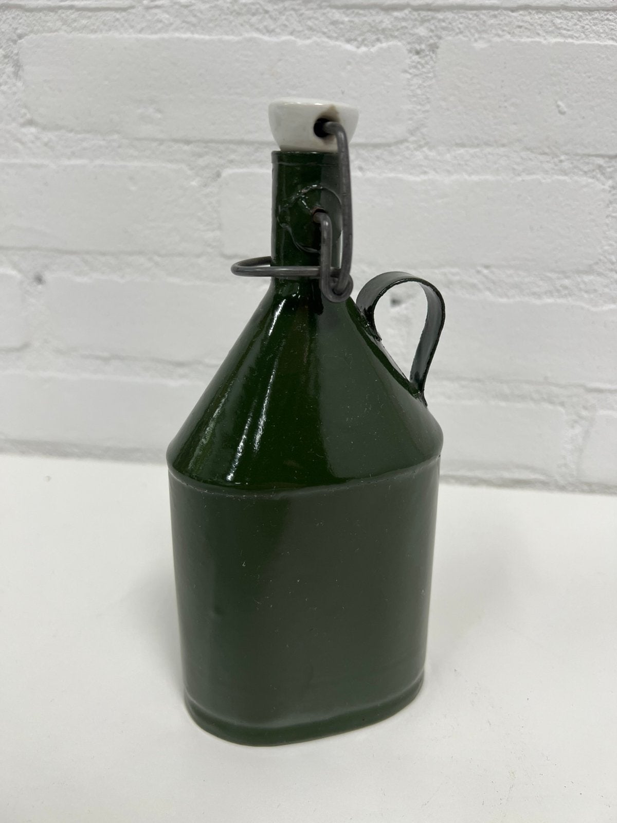 Te Koop : Groen Emaille Veldfles Waterkan Metaal, Ophalen of Verzenden