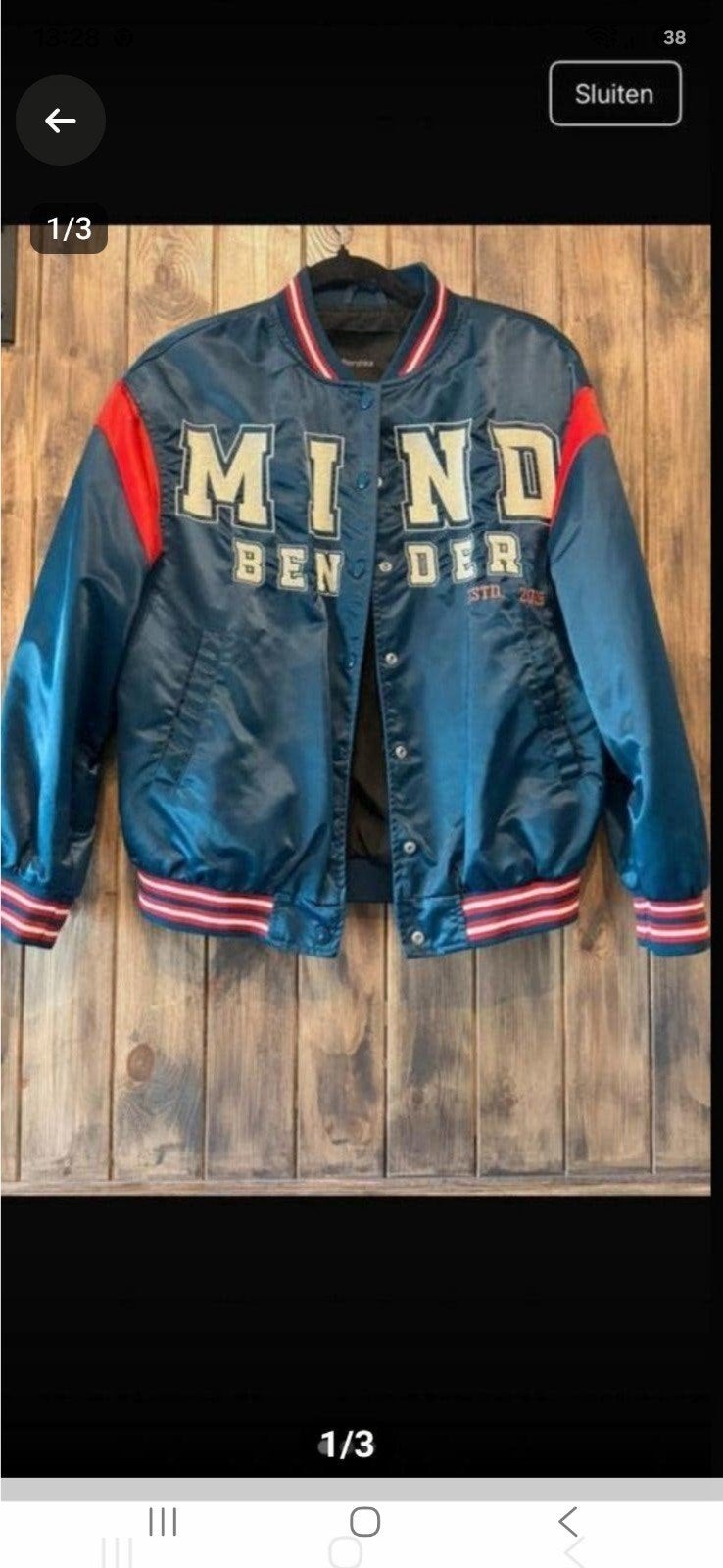 Bershka Mind Bender Bomberjack - Maat M, Maat 38/40 (M), Blauw, Zo goed als nieuw, Bershka