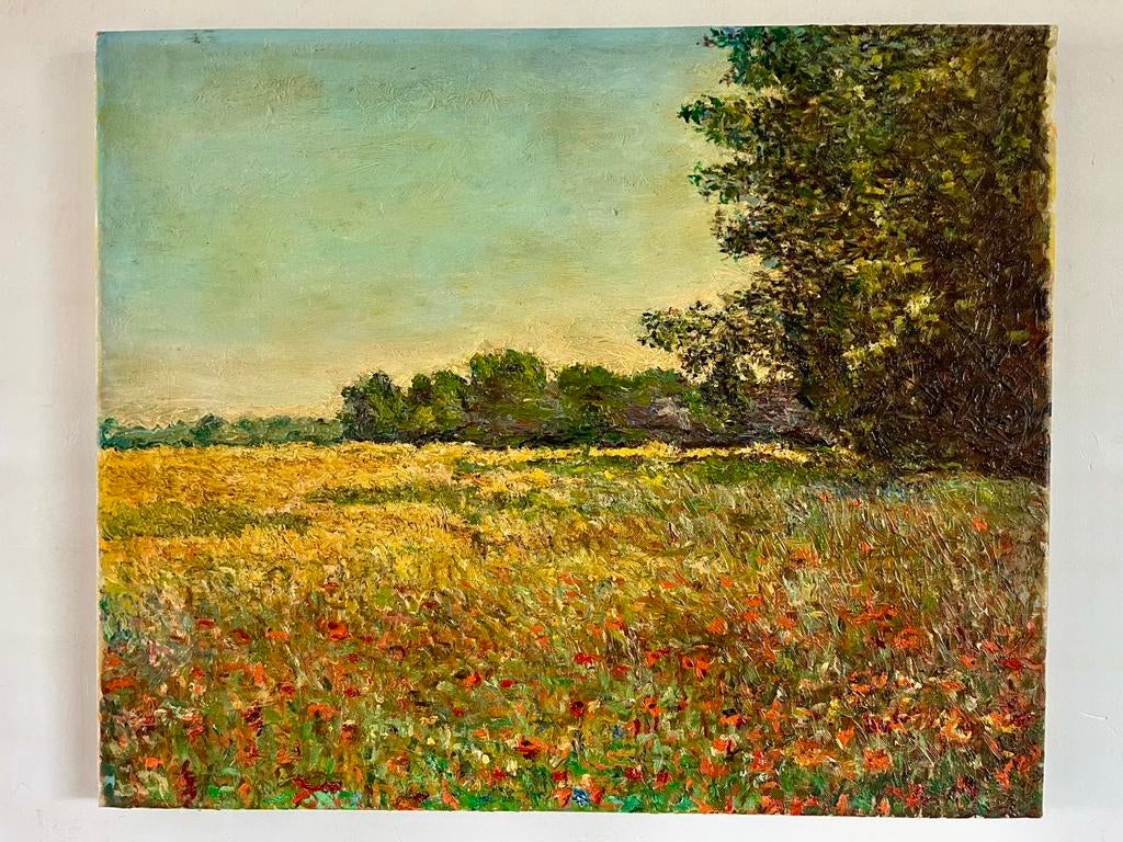 Prachtig Landschap Scilderij Olieverf op doek Monet, Ophalen of Verzenden