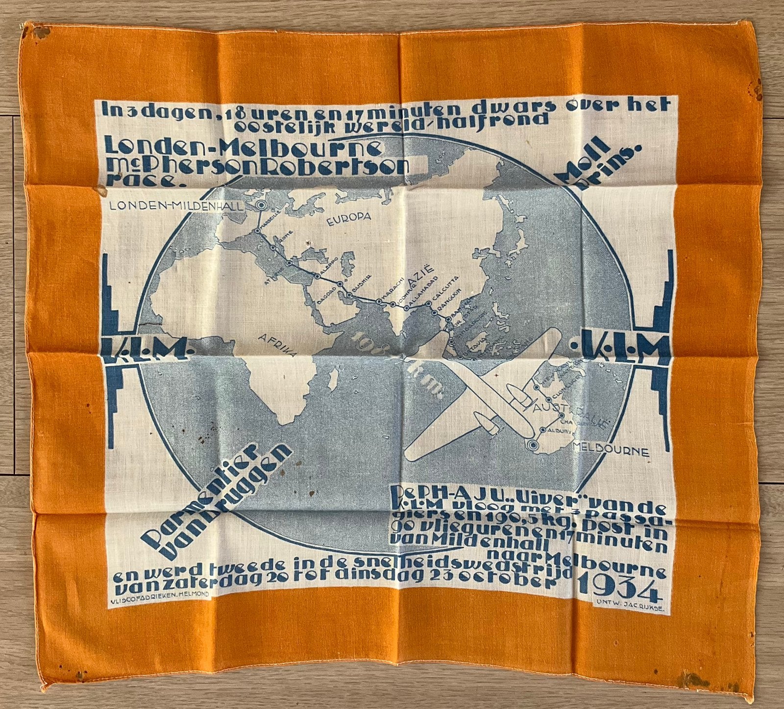 Verzamelobject KLM “Uiver” vlucht London - Melbourne 1934, Ophalen of Verzenden