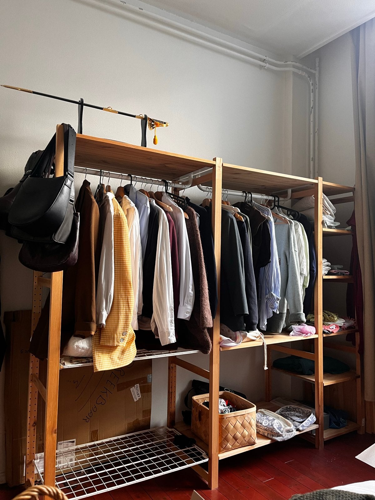 IKEA IVAR kast met hangruimte en planken, Ophalen, Met plank(en), Gebruikt, 200 cm of meer