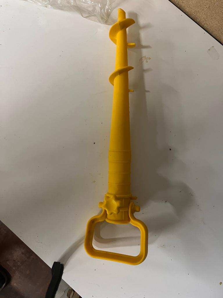 Parasolboor voor strandparasol - Geel, Tuin en Terras, Gebruikt, Kantelbaar, Ophalen of Verzenden, Parasolvoet
