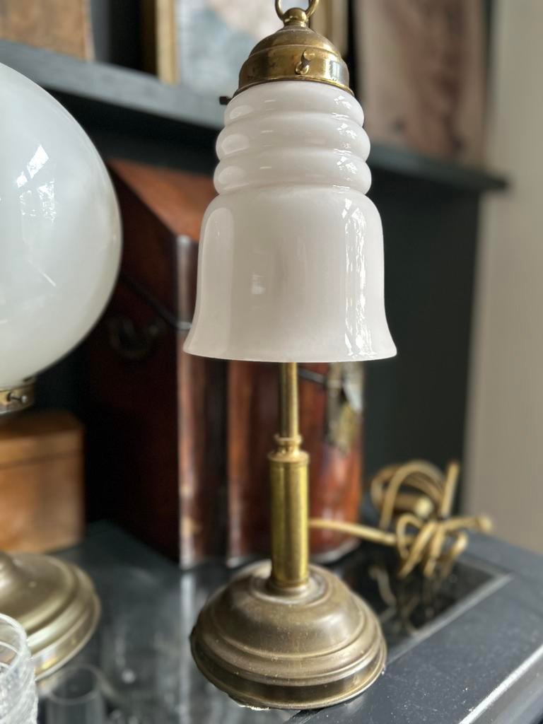 Art deco messing lamp, Ophalen of Verzenden, Zo goed als nieuw, Minder dan 50 cm
