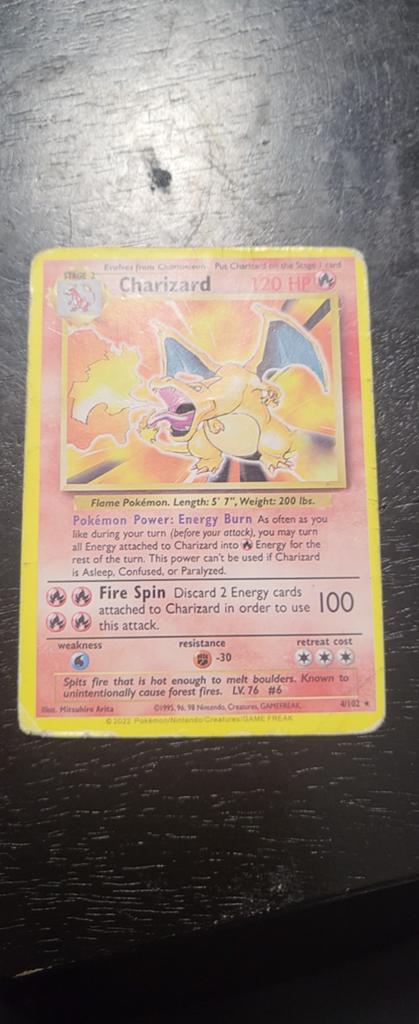 Nep. Pokémon Charizard Base Set 4/102 Holo (Engels), Ophalen of Verzenden, Gebruikt, Losse kaart, Foil