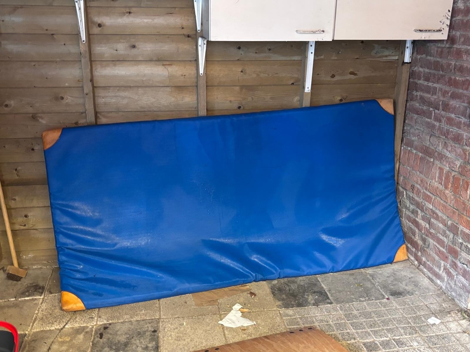 Blauwe matras/bedbodem - Gebruikt gymmat, Gebruikt, Tweepersoons, Ophalen of Verzenden, Matras