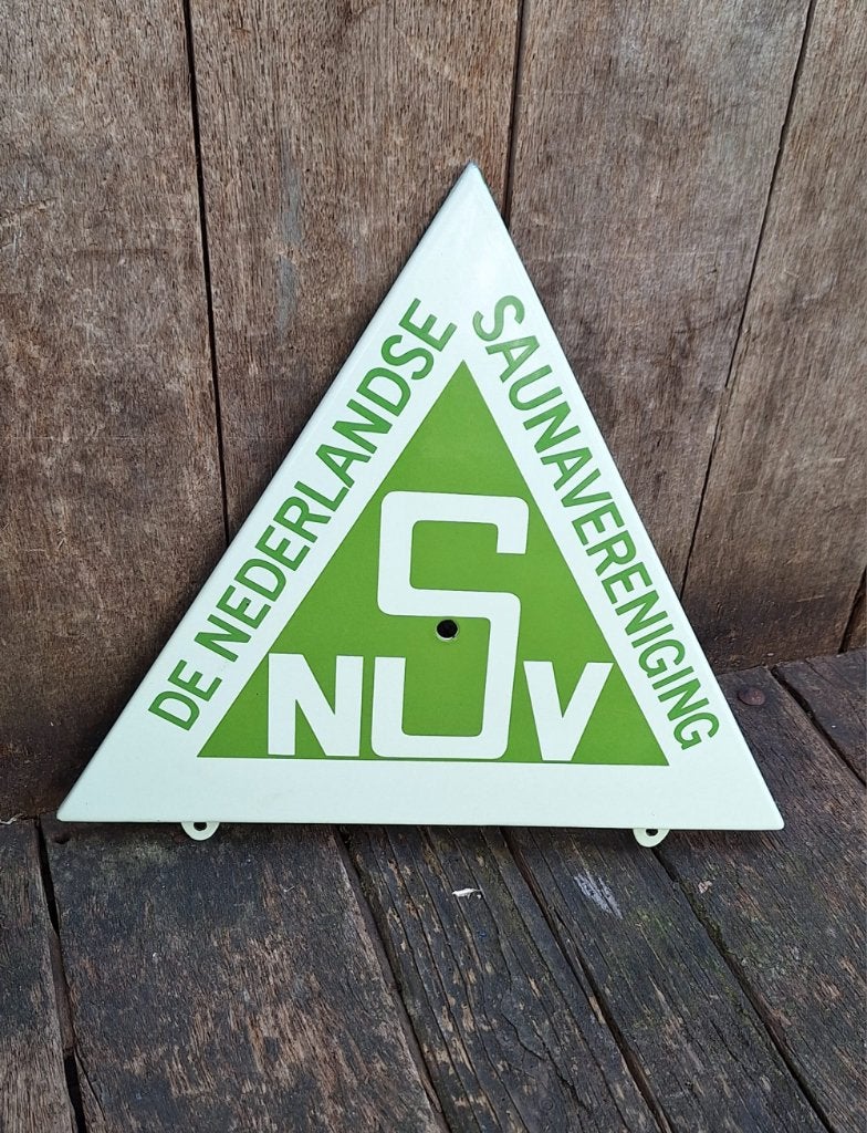 Emaille bord De Nederlandse Saunavereniging, new old stock., Verzamelen, Reclamebord, ., Ophalen of Verzenden, Zo goed als nieuw