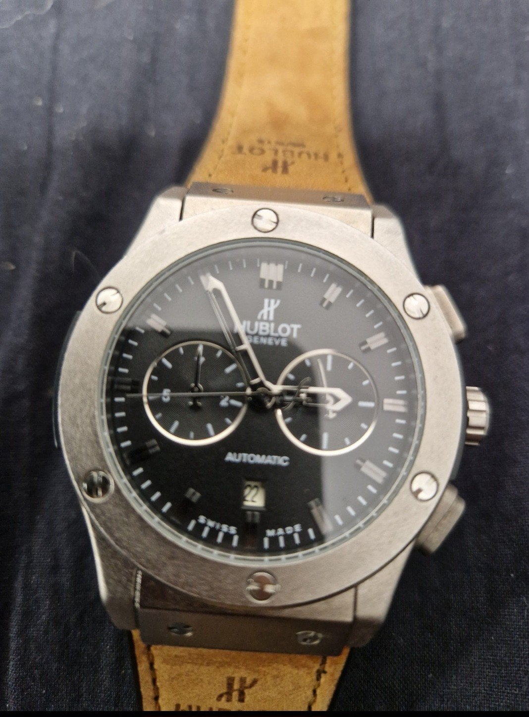 Hublot Geneve Automatisch Horloge met Leren Band, Sieraden, Tassen en Uiterlijk, Horloges | Heren, Overige merken, Staal, Polshorloge
