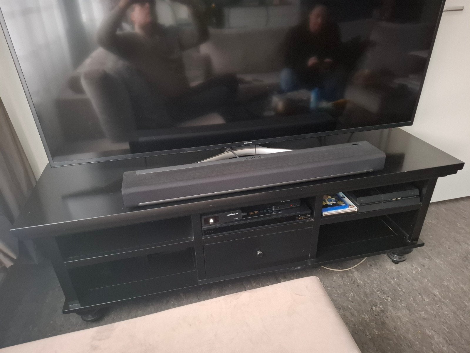 Laag dressoir of televisiemeubel, Ophalen, Gebruikt, 150 tot 200 cm, Teakhout