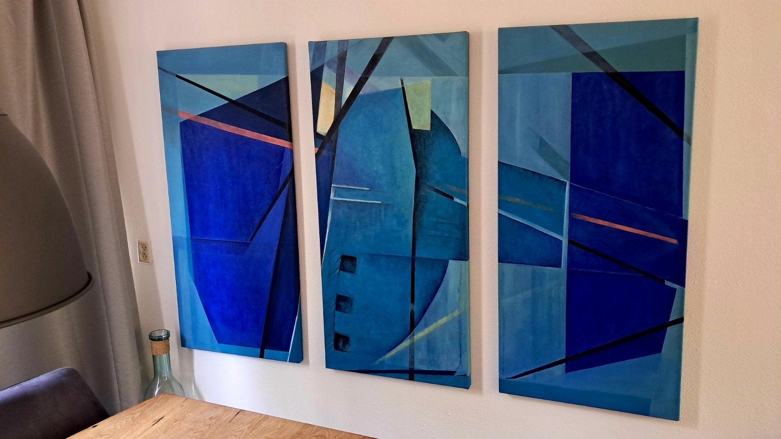 3 luik abstract / 130 cm hoog p.s / Schilder W vd Kamp '91, Antiek en Kunst, Kunst | Schilderijen | Abstract, Ophalen