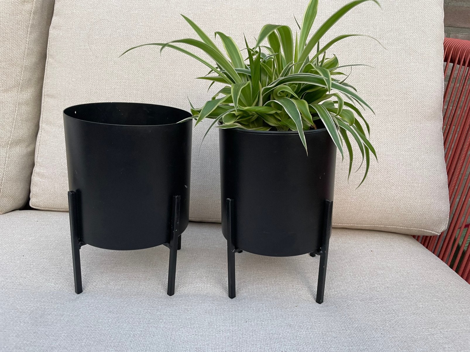 Set metalen plantenpotten 🪴, Gebruikt, Rond, Binnen, Ophalen of Verzenden