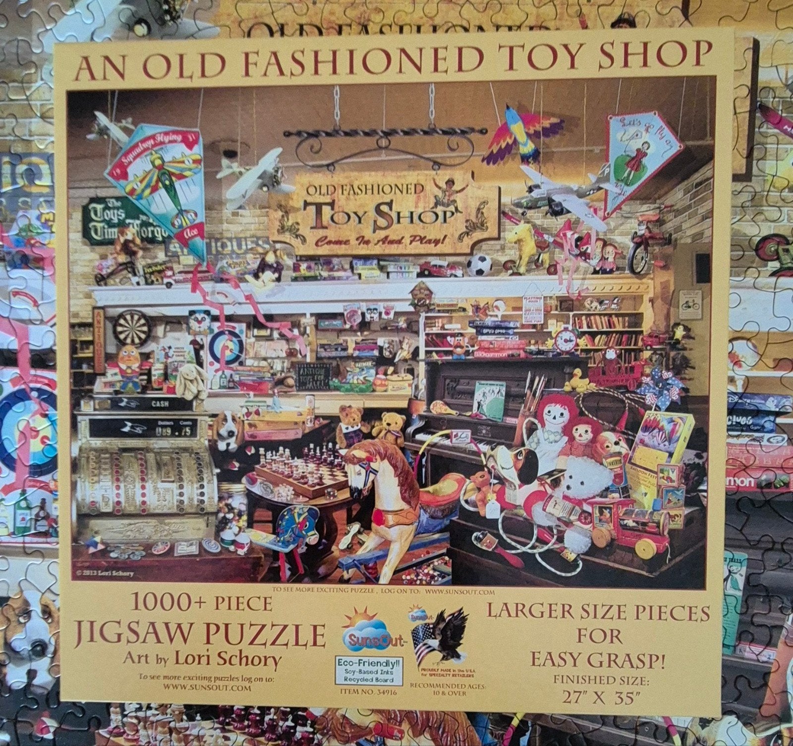 Sunsout puzzel, speelgoedwinkel, Hobby en Vrije tijd, Ophalen of Verzenden, 500 t/m 1500 stukjes, Zo goed als nieuw, Legpuzzel