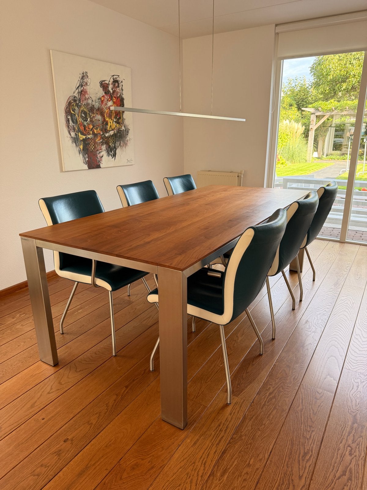 Bert Plantagie Edge Eetkamertafel - Noten & RVS, Huis en Inrichting, Ophalen, Gebruikt, 100 tot 150 cm, 200 cm of meer