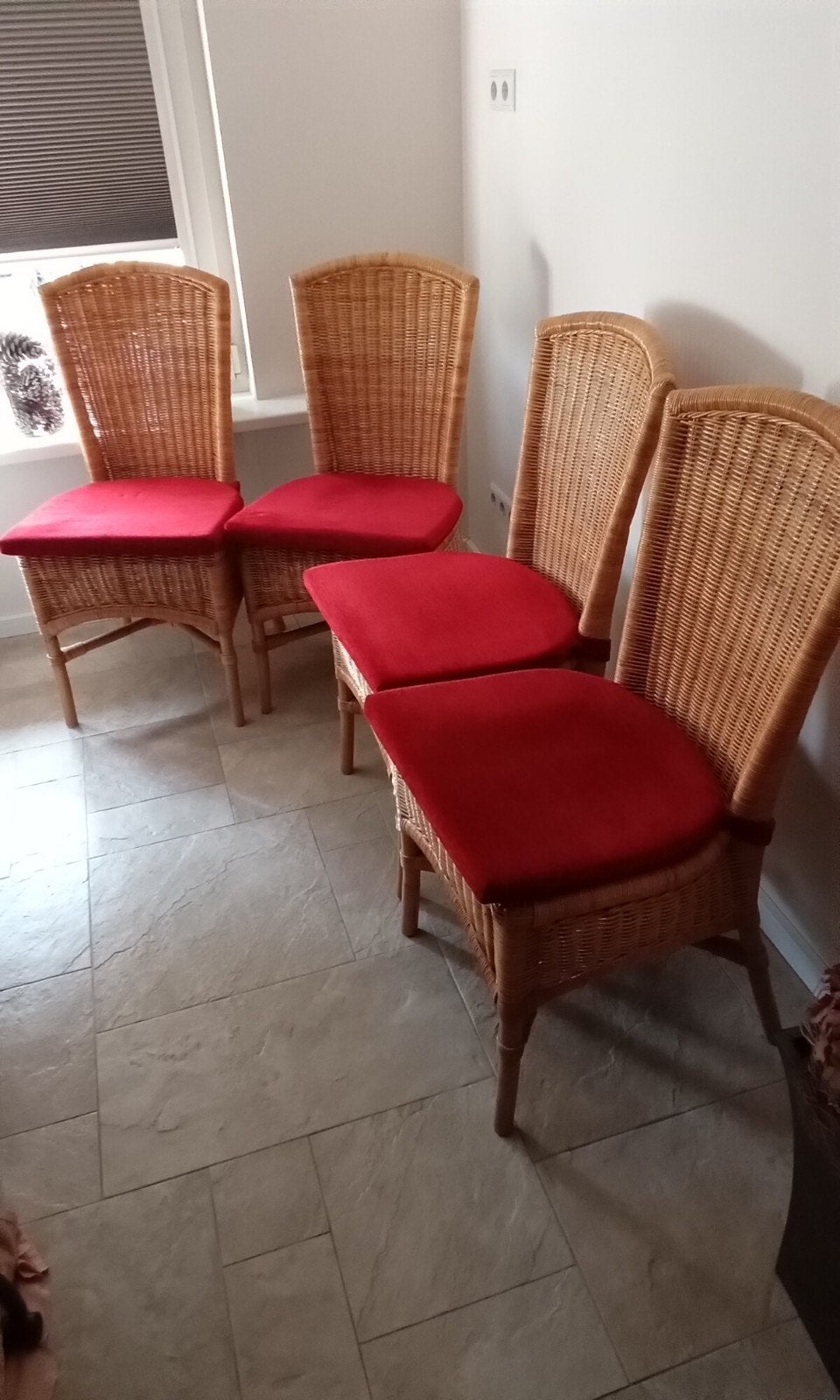 4 stevige stoelen / rieten, Ophalen of Verzenden, Gebruikt, Bruin, Twee