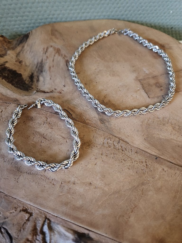 Monet sieraden setje armband/ketting, Ophalen of Verzenden, Zo goed als nieuw, Zilver, Overige materialen