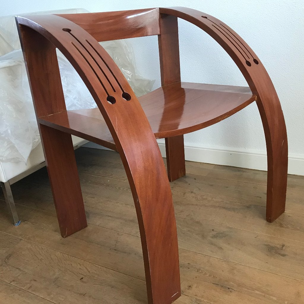 Vintage stoel chair Henk de Vries Japara 1990 design dutch, Ophalen, Gebruikt, Bruin, Nvt