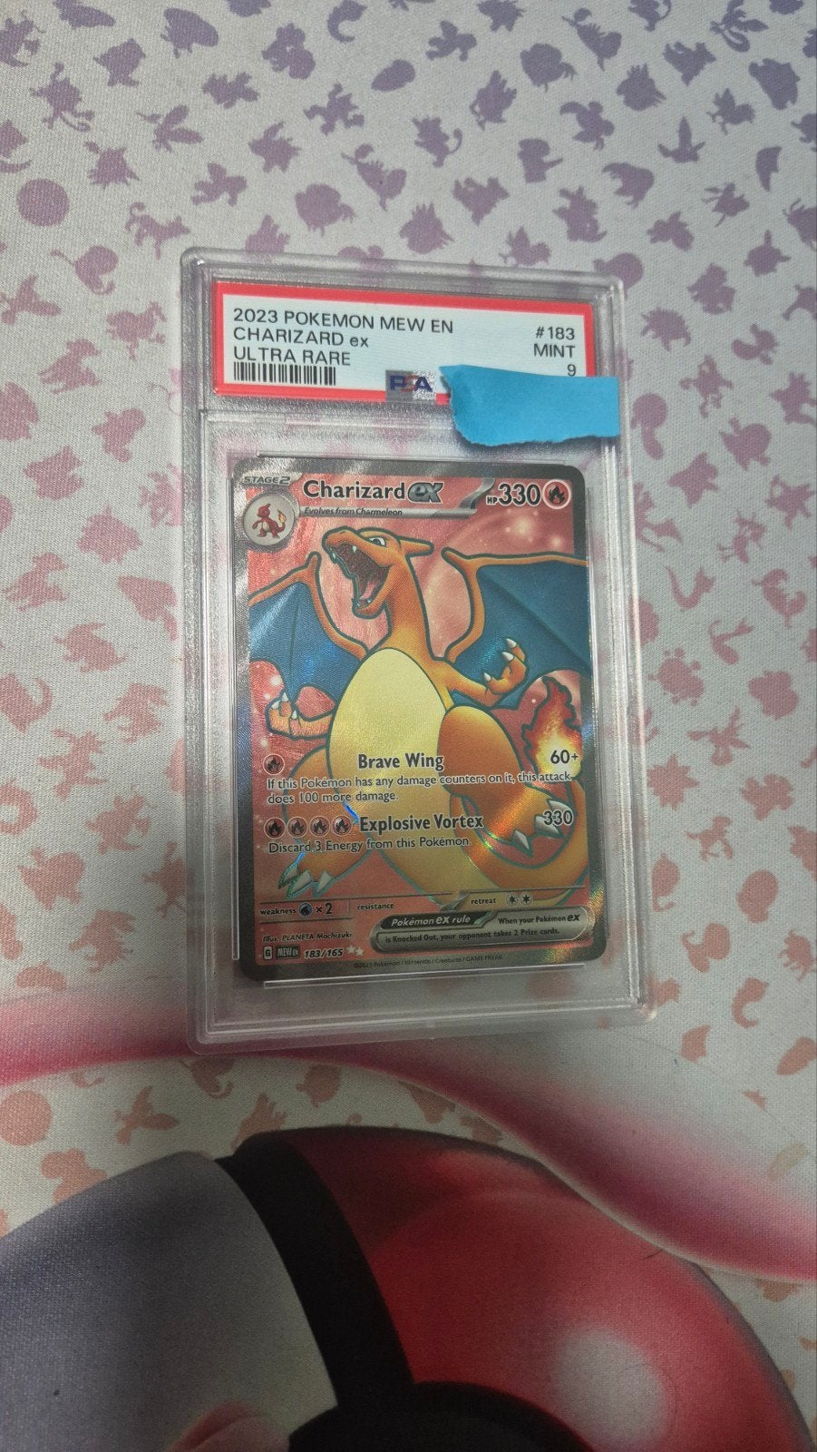 2023 Pokémon Mew en Charizard ex Ultra Rare PSA 9 Mint, Ophalen, Zo goed als nieuw, Losse kaart