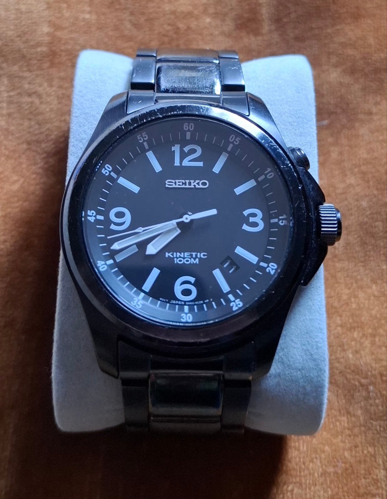 Seiko Kinetic SKA465P1 Black Steel Horloge - 41mm & 10ATM, Ophalen of Verzenden, Polshorloge, Staal, Seiko
