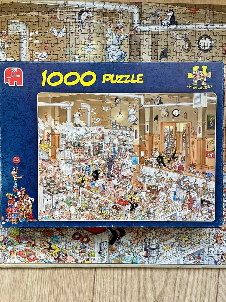 Jan v Haasterenpuzzel 1000 stukjes DE KEUKEN., Ophalen of Verzenden, 500 t/m 1500 stukjes, Zo goed als nieuw