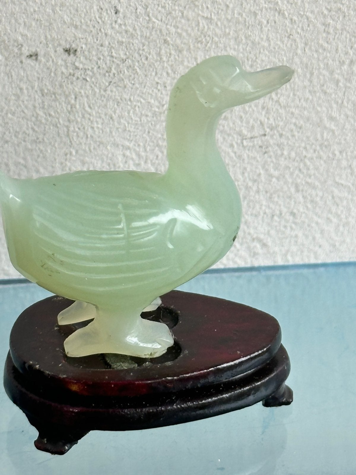 Half edelsteen jade of Serpentijn beeldje Eend, Ophalen of Verzenden