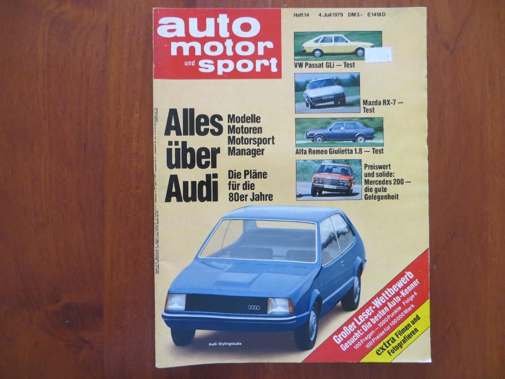 Auto Motor und Sport 14 1979 Alles über Audi, VW Passat GLi, Ophalen of Verzenden, Audi