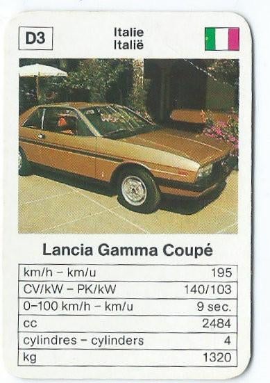 Troefkaart Maxi-mini Lancia Gamma Coupé (losse kaart), Ophalen of Verzenden, Gebruikt, Auto's