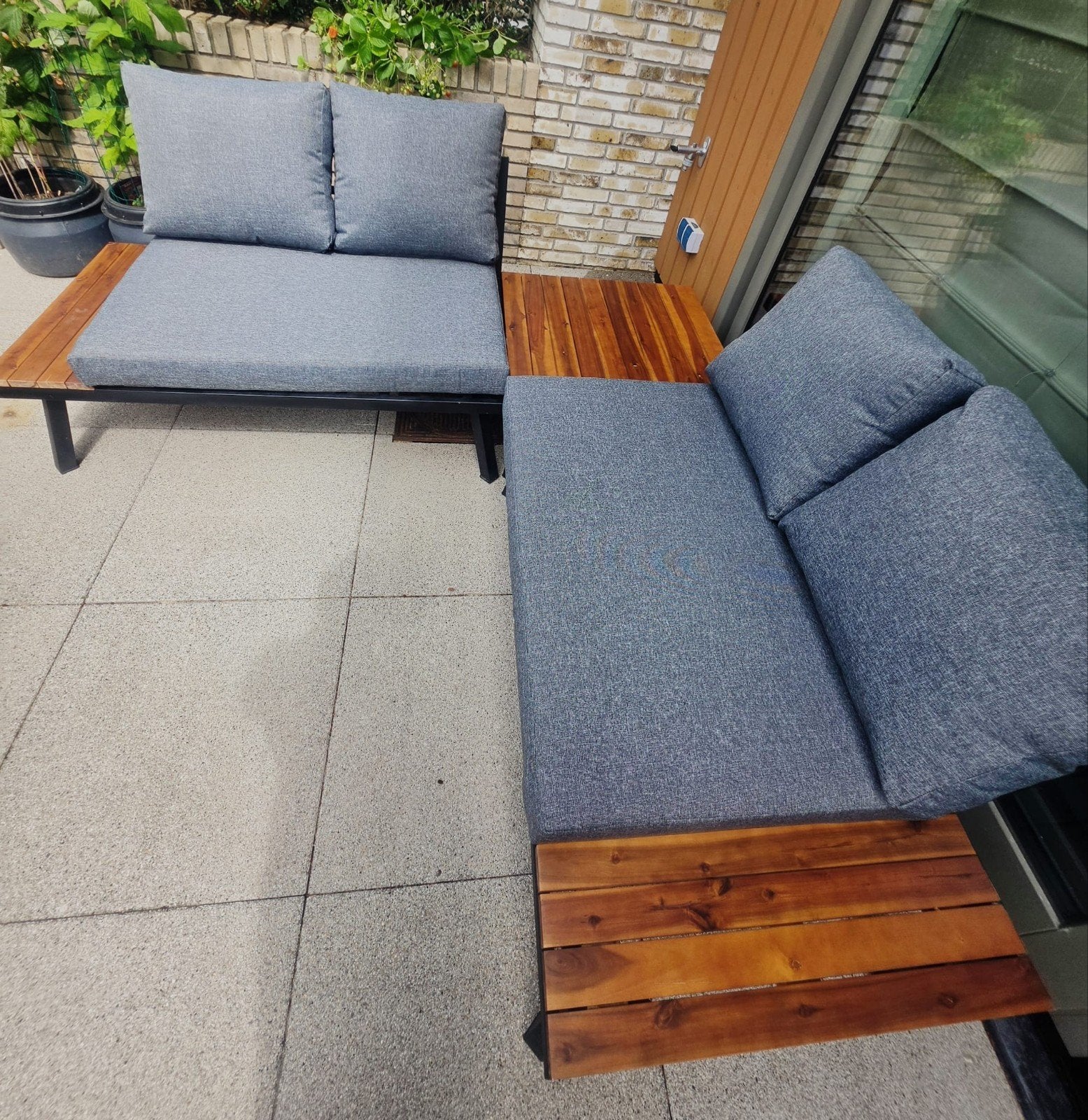 Modulaire loungeset met kussens, Ophalen, 4 zitplaatsen, Bank, Zo goed als nieuw